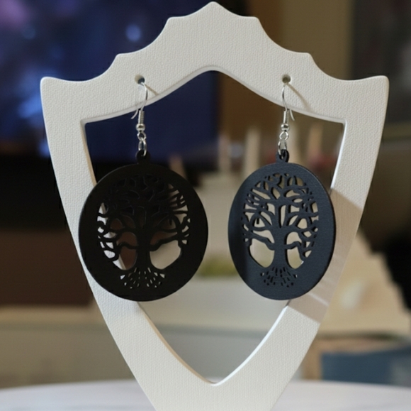 Tree of life earrings, Wooden drop earrings, Tree of life, Tree of life wooden - Picture 6 of 12